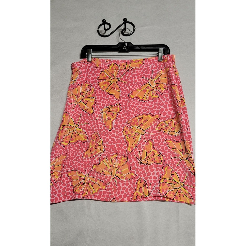 Vintage Yellow Pink Orange With Butterfly Print Short Lilly Pulitzer Skirt Sz 10